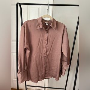 Brown button up shirt size S